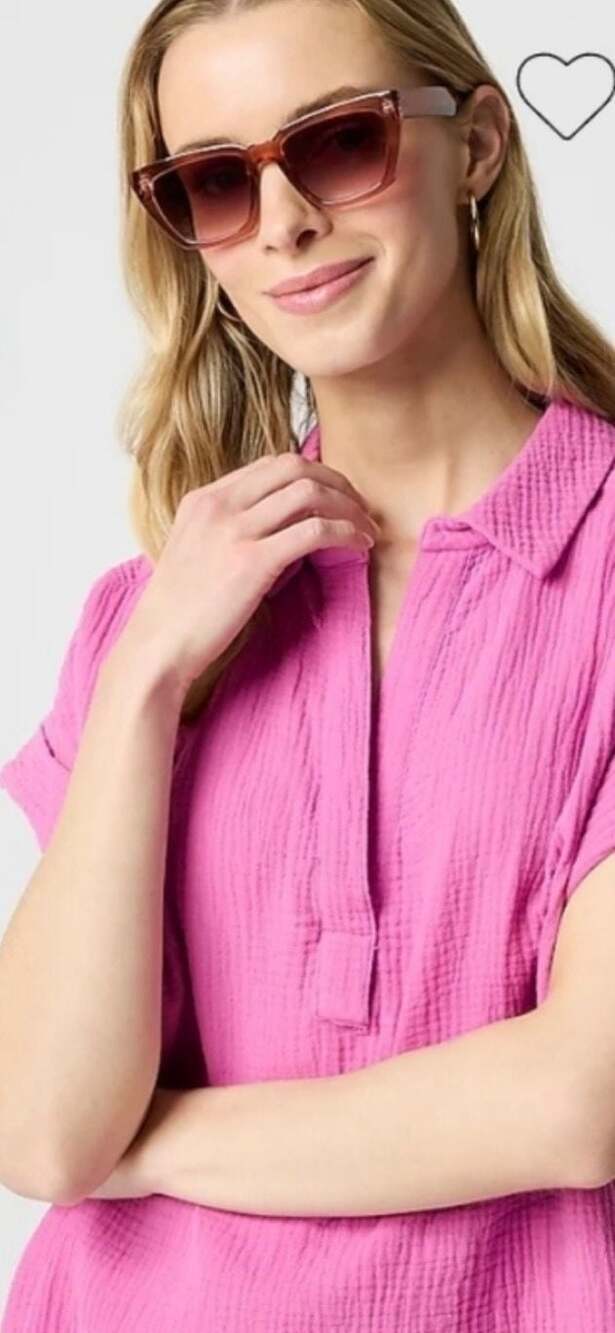 J.Crew Gauze Cotton Popover Dress Festive Pink Large Summer Beach - Picture 9 of 11